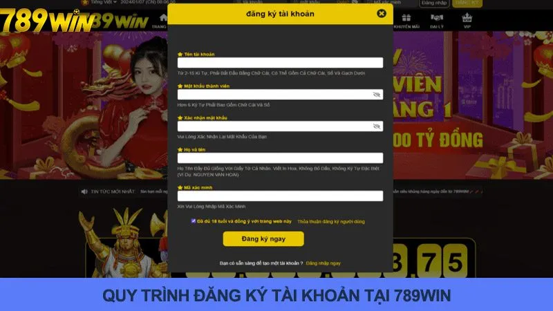 Các bước đăng ký tài khoản 789win