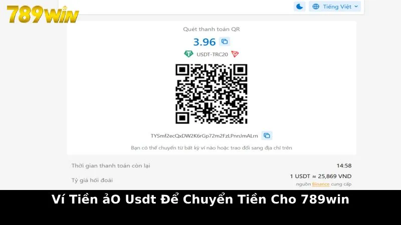 Ví tiền ảo USDT để chuyển tiền cho 789Win